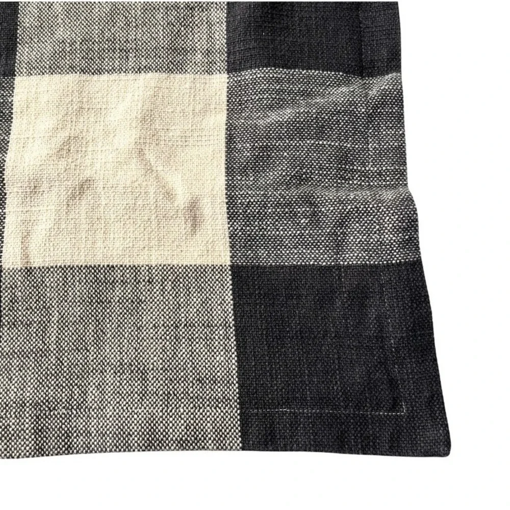 Pottery Barn Buffalo Check Cotton Euro Pillow Cover 26x25 Charcoal Grey Cream